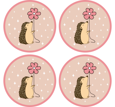 Dessous de verre geek hérisson avec ballon fleuri - TenStickers