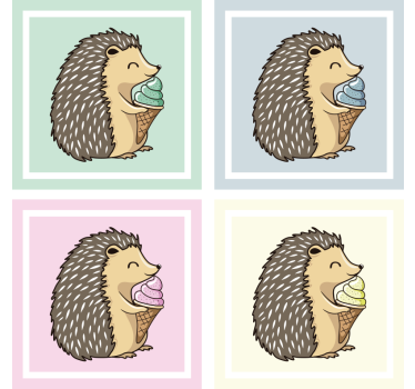 Dessous de verre geek hérisson dégustant une glace - TenStickers