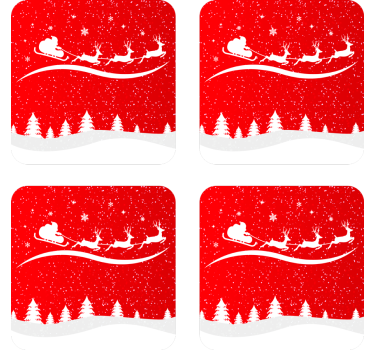 Dessous de verre noël traîneau du père noël avec rennes - TenStickers