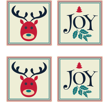 Dessous de verre noël renne et houx - TenStickers