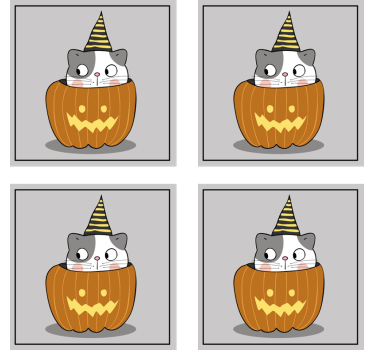 Dessous de verre halloween chat en chapeau de citrouille - TenStickers