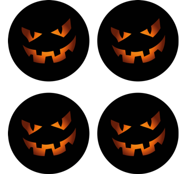 Dessous de verre halloween set de visages de citrouille - TenStickers
