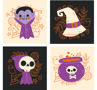 Mignons monstres d'halloween boivent des dessous de verre - TenStickers