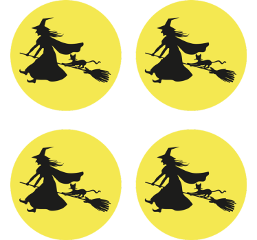 Dessous de verre halloween sorcière sur balai - TenStickers