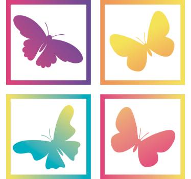 Dessous de verre moderne silhouettes de papillons colorés - TenStickers