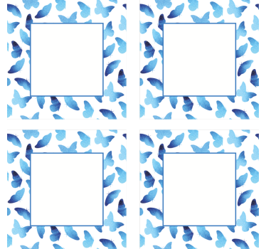 Dessous de verre personnalisable motif papillon cadres bleus - TenStickers
