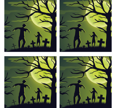 Dessous de verre halloween zombies au clair de lune - TenStickers