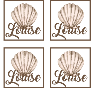 Dessous de verre personnalisable coquillage avec prénom - TenStickers