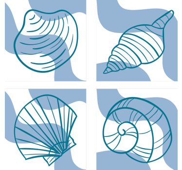 Dessous de verre geek illustrations de coquillages stylisées - TenStickers