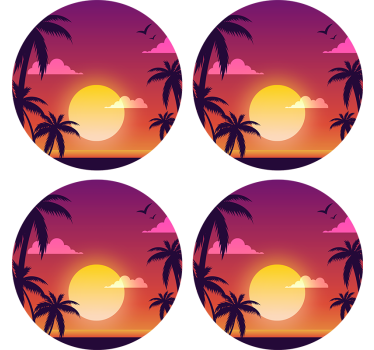 Dessous de verre geek motif coucher de soleil tropical - TenStickers