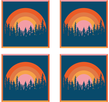 Dessous de verre moderne forêt au coucher de soleil - TenStickers