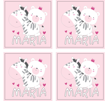 Dessous de verre personnalisable duo de zèbre et ours mignon - TenStickers