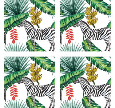 Dessous de verre geek zebra et feuillage tropical - TenStickers