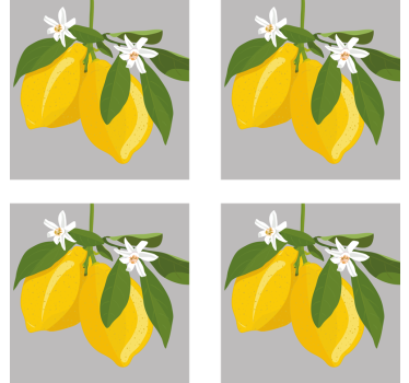 Dessous de verre moderne citrons jaunes avec feuilles - TenStickers