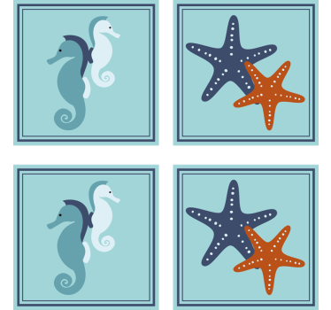 Dessous de verre vintage motifs hippocampe et étoile de mer - TenStickers