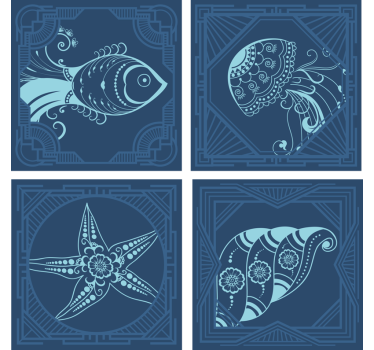 Dessous de verre geek créatures marines fantaisistes - TenStickers