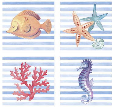 Dessous de verre carreaux créatures marines - TenStickers