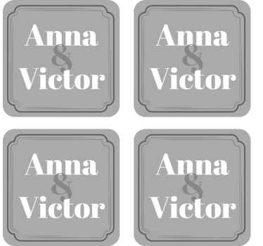 Dessous de verre mariage initiales personnalisées - TenStickers