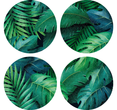Dessous de verre moderne Différentes feuilles vertes - TenStickers