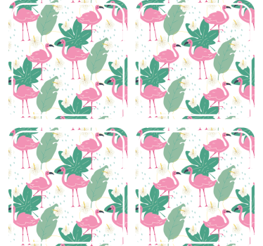 Dessous de verre geek motif flamant et feuilles - TenStickers