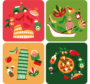 Dessous de verre geek voyage culinaire italien - TenStickers