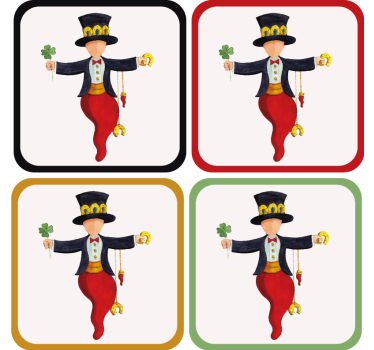 Dessous de verre geek personnage ludique avec trèfle - TenStickers