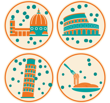 Dessous de verre moderne monuments emblématiques d'italie - TenStickers