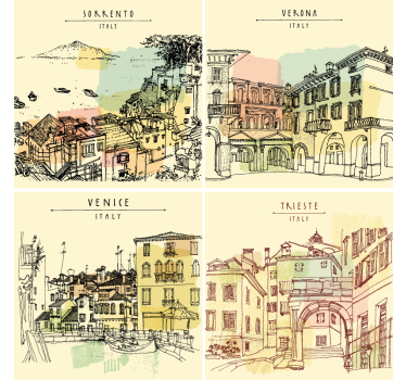 Dessous de verre citation paysages urbains italiens - TenStickers