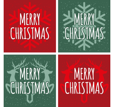 Dessous de verre noël motifs verts et rouges - TenStickers