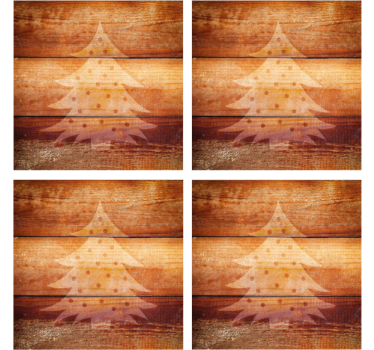 dessous de verre pour noel Arbre de noël sur la texture en bois - TenStickers