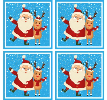 Dessous de verre noël père noël et rennes - TenStickers