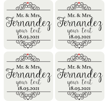 dessous de verre pour mariage Monsieur et madame - TenStickers