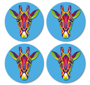 dessous de verre tres moderne Peinture girafe multicolore - TenStickers