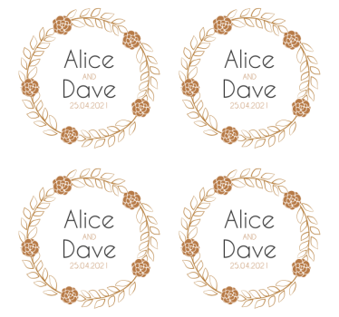 Dessous de verre mariage design floral personnalisé - TenStickers