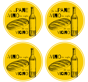 Dessous de verre personnalisable bouteille de vin et pain - TenStickers