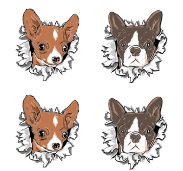 Dessous de verre geek visages de chihuahua et bulldog - TenStickers