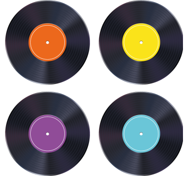 Dessous de verre vintage disques vinyles colorés - TenStickers
