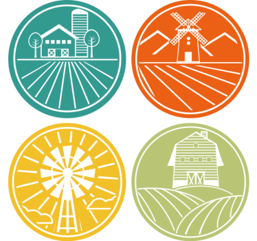 Dessous de verre vintage graphiques circulaires fermiers - TenStickers