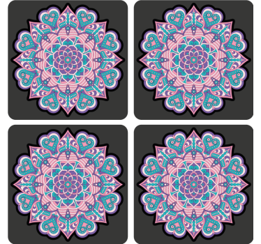 Dessous de verre geek mandala de cœurs colorés - TenStickers