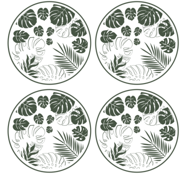 Dessous de verre motif cercle feuillage luxuriant - TenStickers