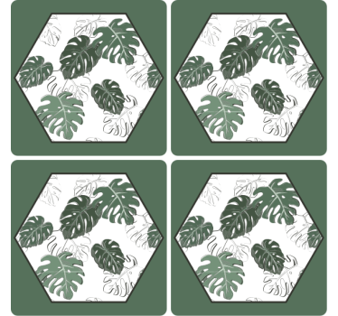 Dessous de verre motif feuilles hexagonal - TenStickers