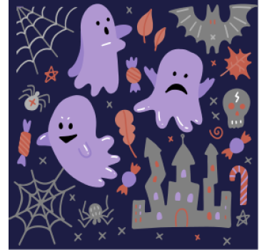 Dessous de verre halloween motif de fantômes fantaisistes - TenStickers
