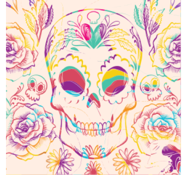 Dessous de verre halloween crâne coloré floral - TenStickers