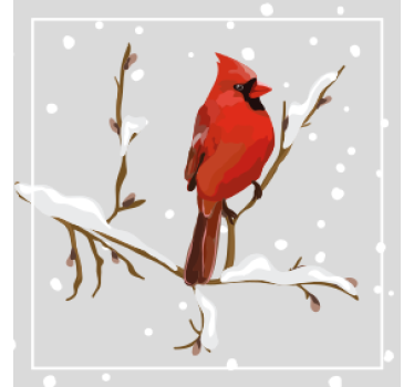 Dessous de verre noël cardinal sur branche enneigée - TenStickers