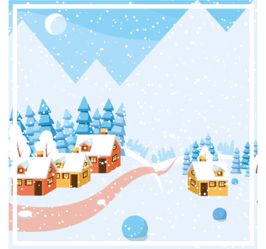 Dessous de verre noël scène de village enneigé - TenStickers