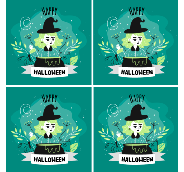 Dessous de verre halloween sorcière avec chaudron - TenStickers