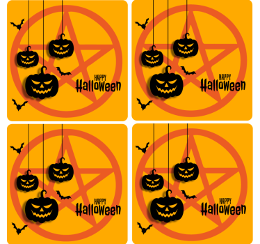 Dessous de verre Halloween motif de citrouille effrayant - TenStickers