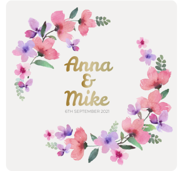 Dessous de verre mariage monogramme floral couple - TenStickers