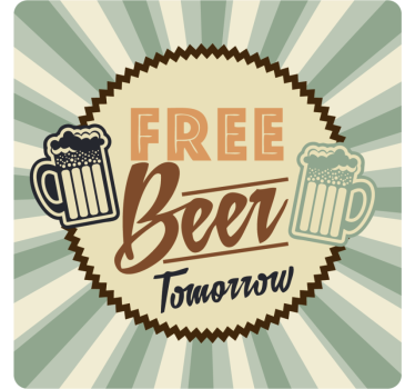 Dessous de verre bière annonce rétro bière gratuite - TenStickers