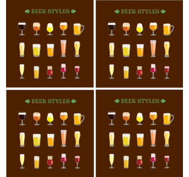 Dessous de verre bière variété de verres à bière - TenStickers